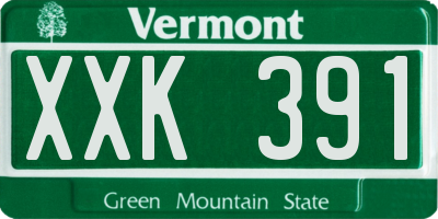 VT license plate XXK391