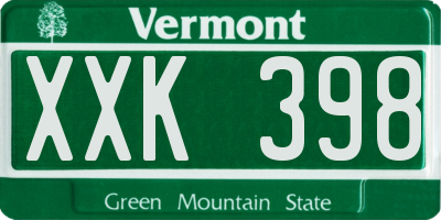 VT license plate XXK398