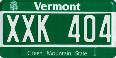 VT license plate XXK404