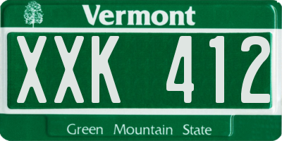 VT license plate XXK412