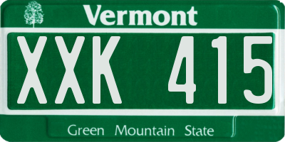 VT license plate XXK415