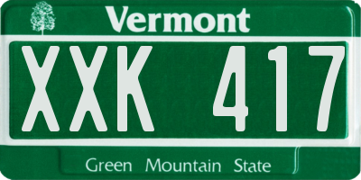 VT license plate XXK417