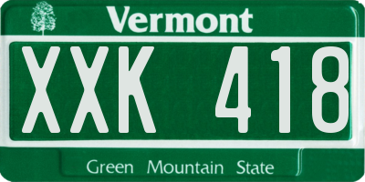 VT license plate XXK418