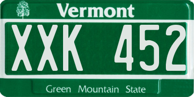 VT license plate XXK452
