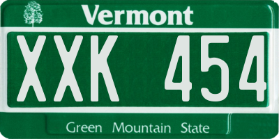 VT license plate XXK454