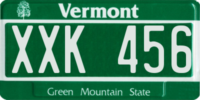 VT license plate XXK456