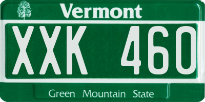 VT license plate XXK460