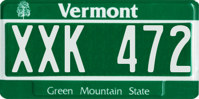 VT license plate XXK472