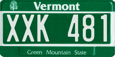 VT license plate XXK481