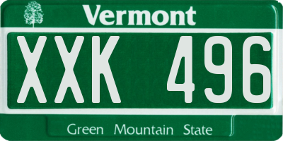 VT license plate XXK496