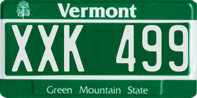 VT license plate XXK499