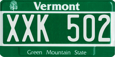 VT license plate XXK502