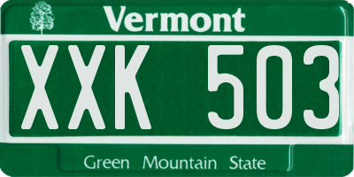 VT license plate XXK503