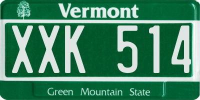 VT license plate XXK514