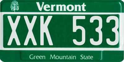 VT license plate XXK533