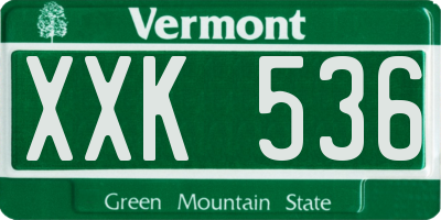VT license plate XXK536