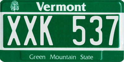 VT license plate XXK537