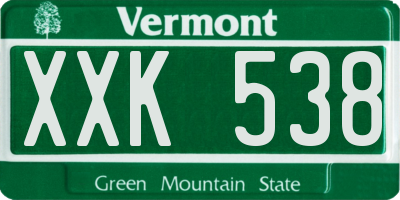 VT license plate XXK538