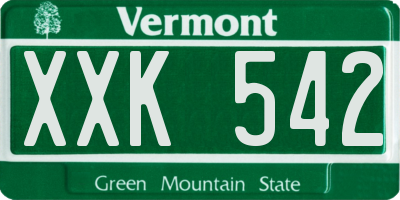 VT license plate XXK542