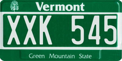 VT license plate XXK545