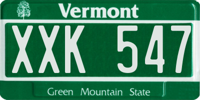 VT license plate XXK547
