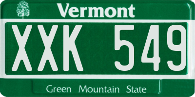 VT license plate XXK549