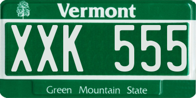 VT license plate XXK555