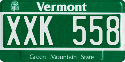 VT license plate XXK558