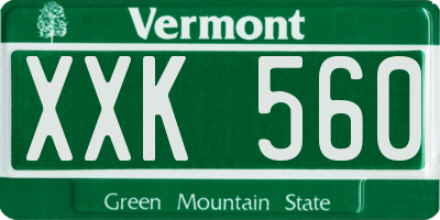 VT license plate XXK560
