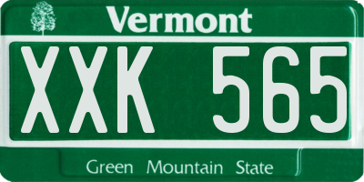 VT license plate XXK565