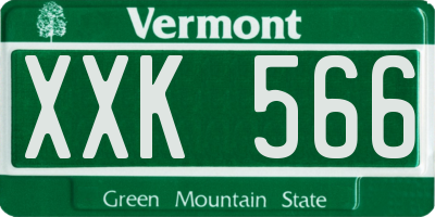 VT license plate XXK566
