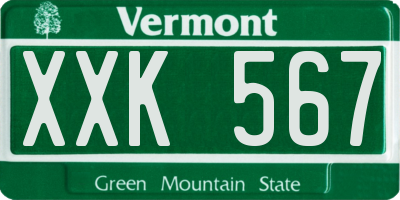 VT license plate XXK567