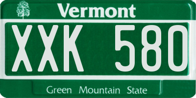 VT license plate XXK580