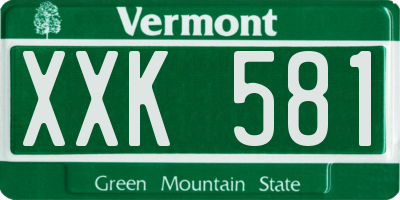VT license plate XXK581