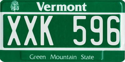 VT license plate XXK596