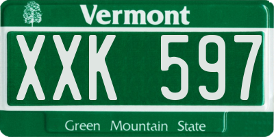 VT license plate XXK597