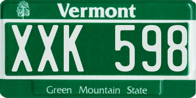 VT license plate XXK598