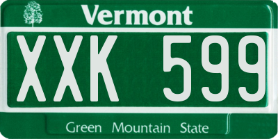 VT license plate XXK599