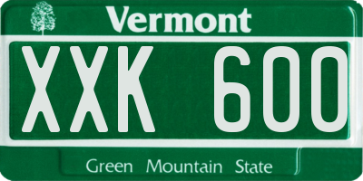 VT license plate XXK600