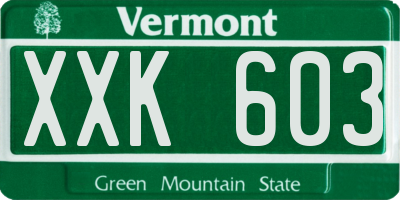 VT license plate XXK603