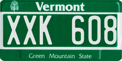VT license plate XXK608