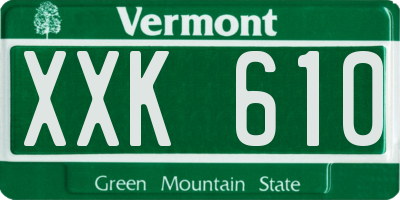 VT license plate XXK610