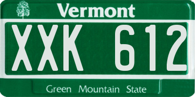 VT license plate XXK612