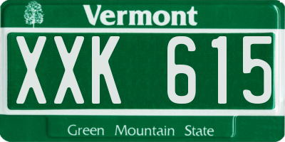 VT license plate XXK615