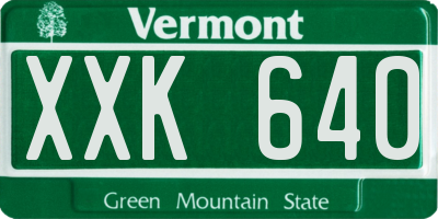 VT license plate XXK640