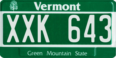 VT license plate XXK643