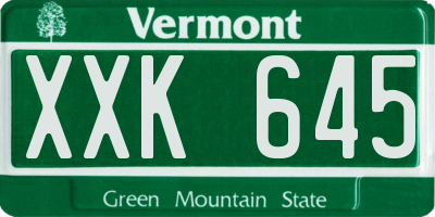 VT license plate XXK645