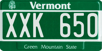 VT license plate XXK650