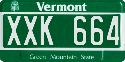 VT license plate XXK664