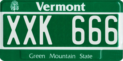 VT license plate XXK666